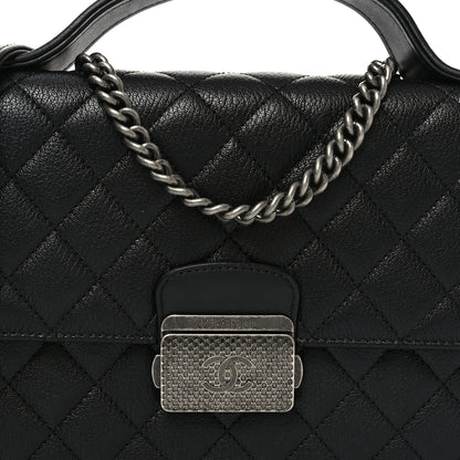 Chanel Goatskin Quilted Small CC University Top Handle Flap Black 7 of 10