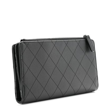 Chanel Grained Calfskin Quilted Long Zipped Wallet So Black 3 of 11