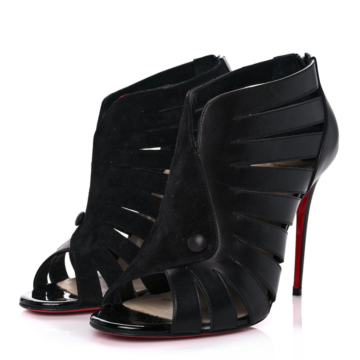 Calfskin Toot Mignonne 100 Cutout Booties 38.5 Black