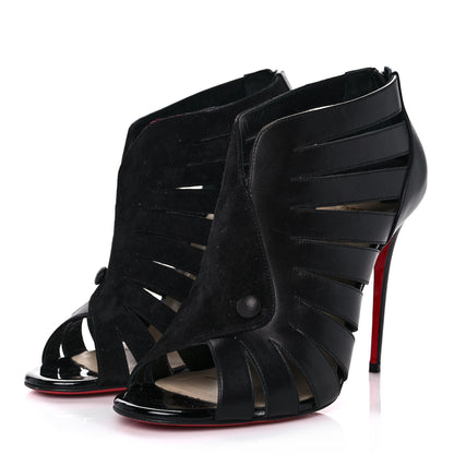 Christian Louboutin Calfskin Toot Mignonne 100 Cutout Booties 38.5 Black 3 of 9
