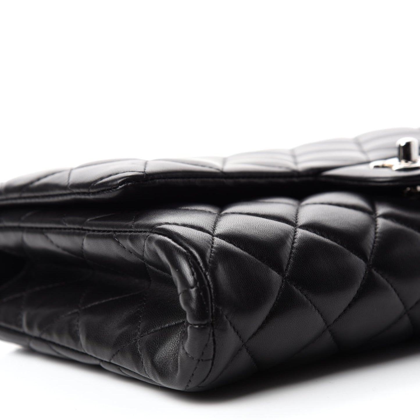 Lambskin Quilted Clutch With Chain Flap Black