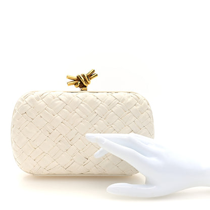 Bottega Veneta Foulard Intrecciato Minaudiere Knot Clutch Bone 2 of 9