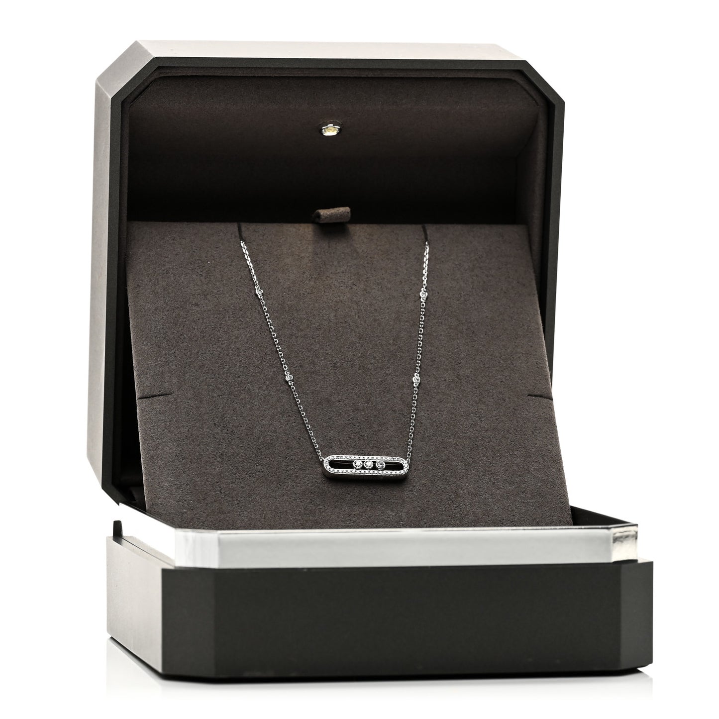 18K White Gold Diamond Baby Move Pave Necklace