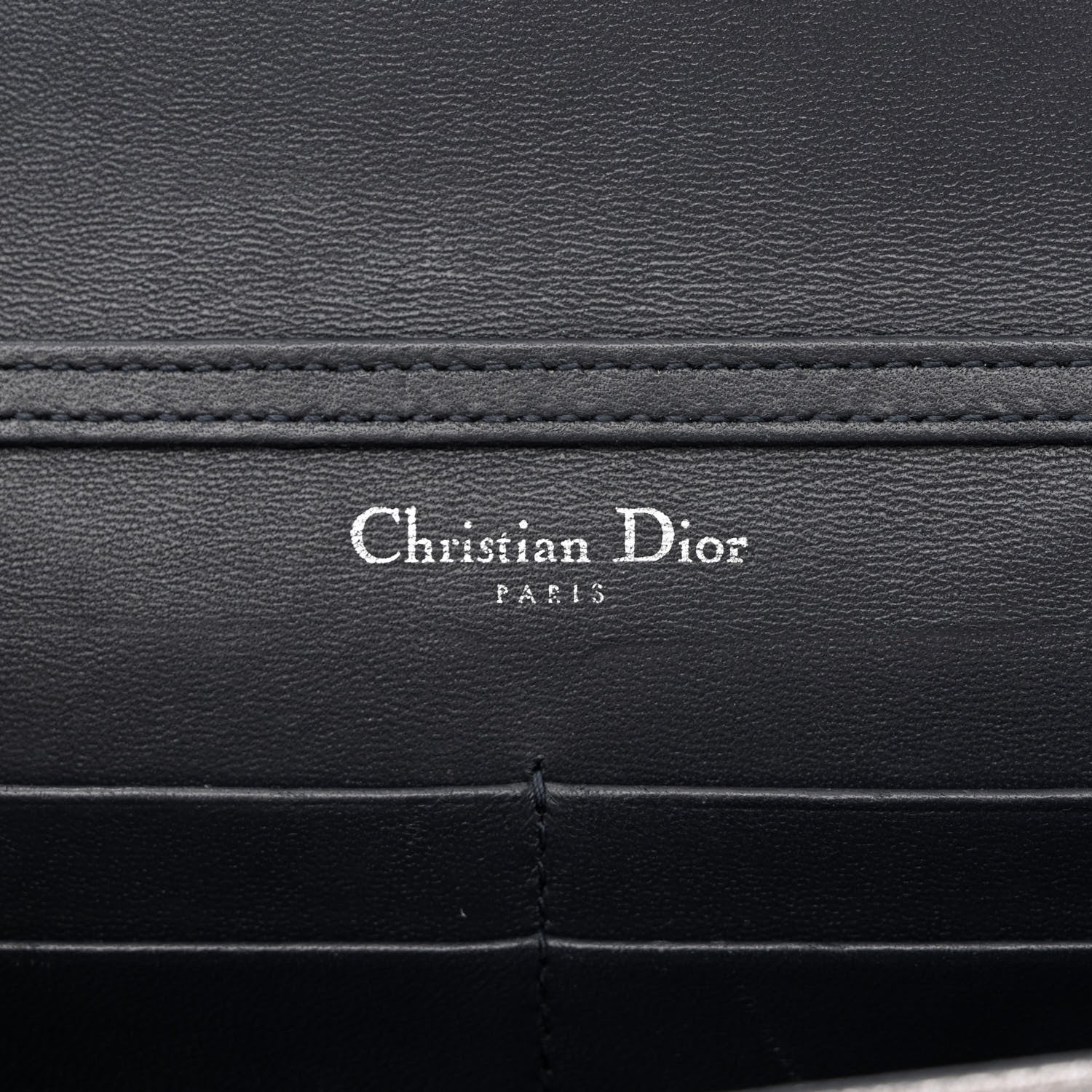 Christian Dior Metallic Brushed Calfskin Diorama Wallet on Chain Pouch Gunmetal 6 of 11