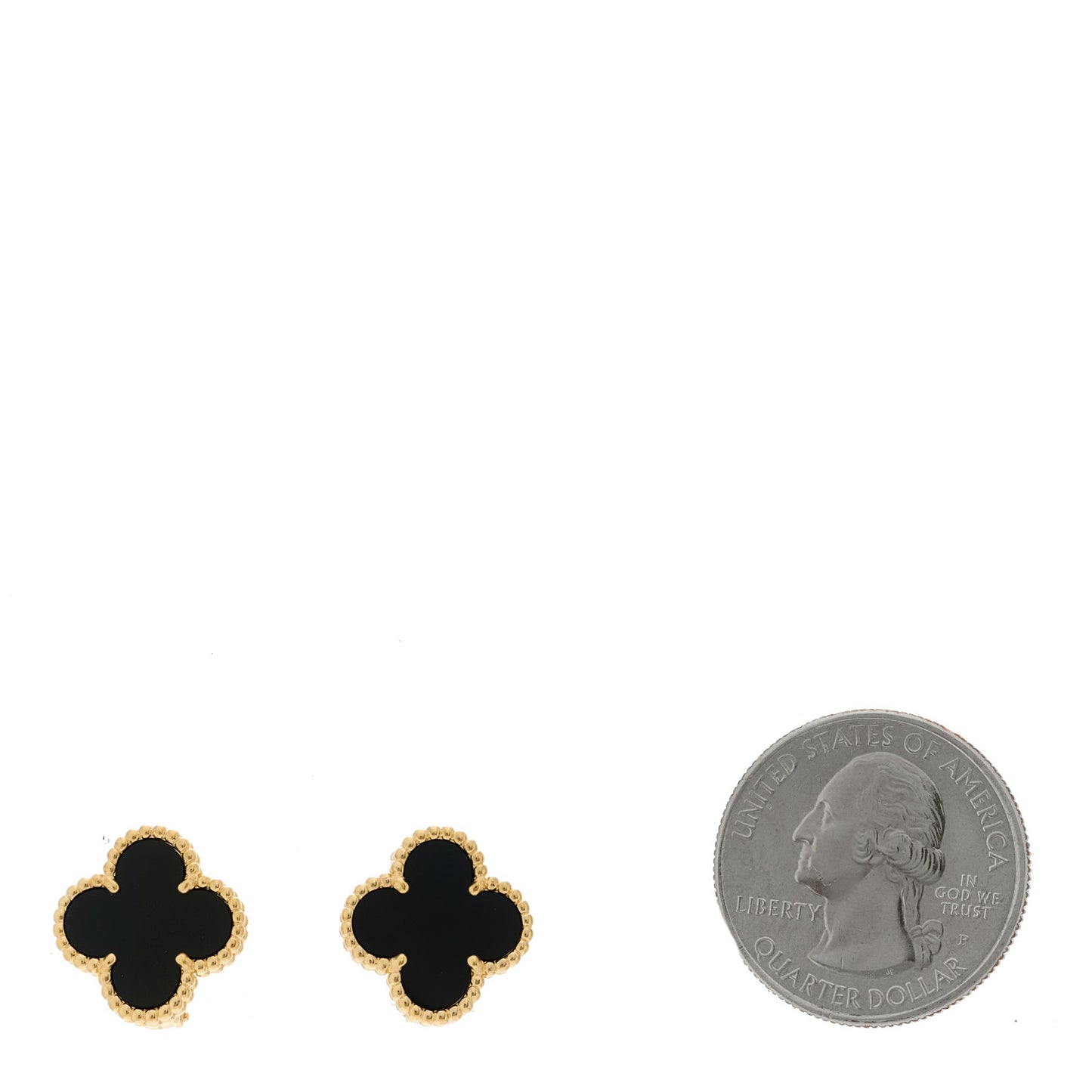 18K Yellow Gold Black Onyx Vintage Alhambra Earrings