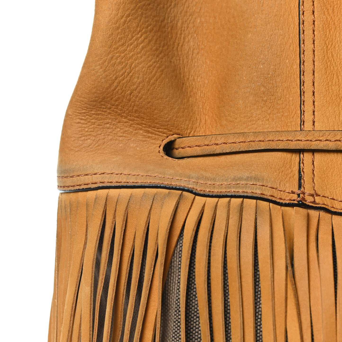 Suede Fringe Large Belgrove Bucket Bag Tan