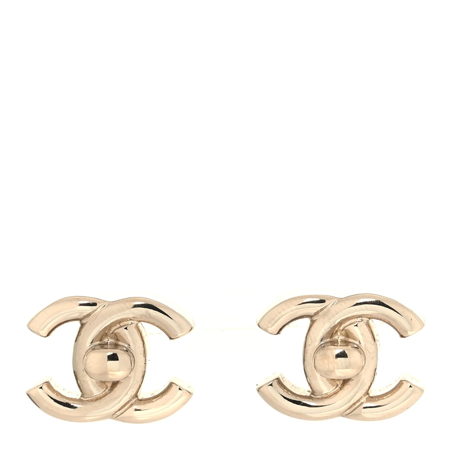 Metal CC Turnlock Earrings Gold