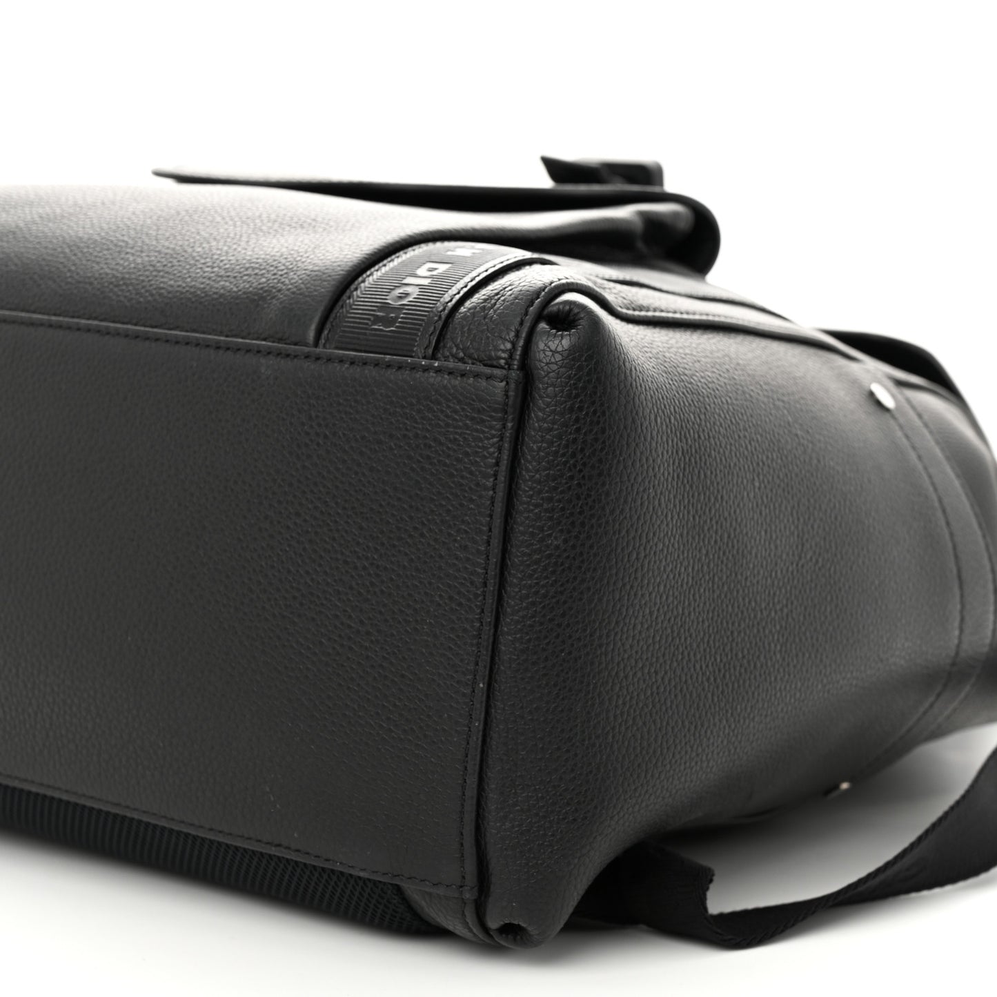 Grained Calfskin Saddle Backpack Black