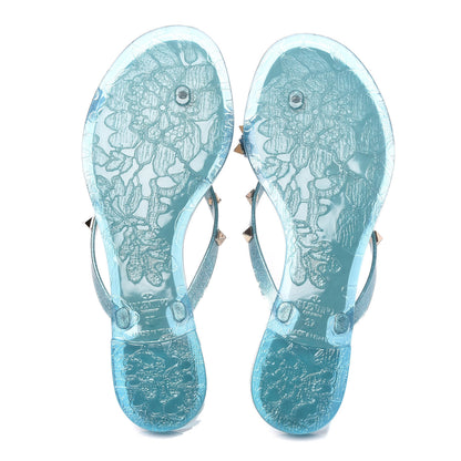 Valentino Garavani PVC Jelly Glitter Rockstud Bow Thong Sandals 37 Cerulean 5 of 8