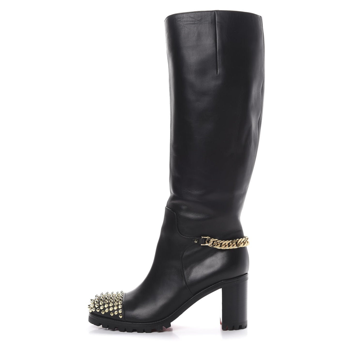 Calfskin Napaleona 70 Spikes Boots 40 Black