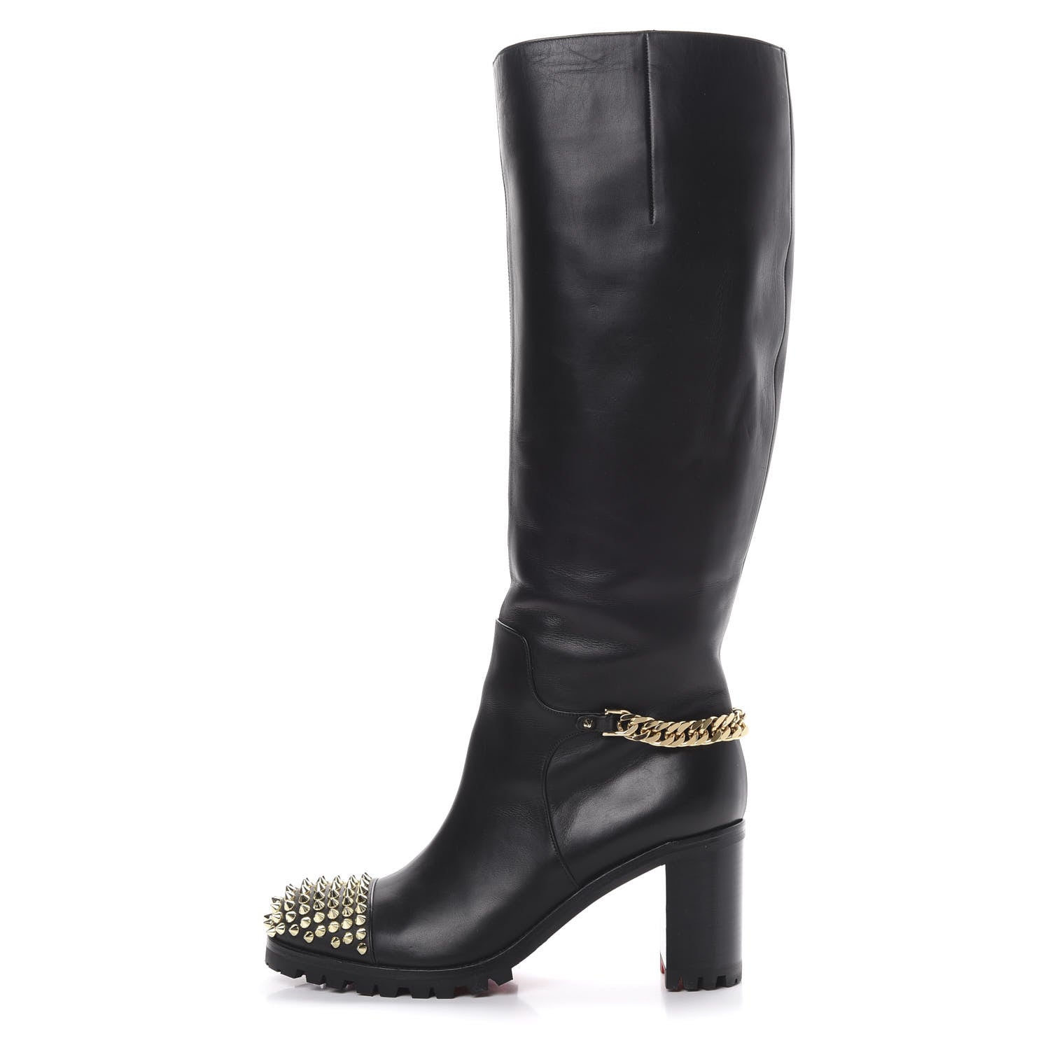 Christian Louboutin Calfskin Napaleona 70 Spikes Boots 40 Black 1 of 15