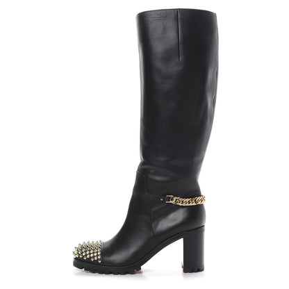 Christian Louboutin Calfskin Napaleona 70 Spikes Boots 40 Black 1 of 15