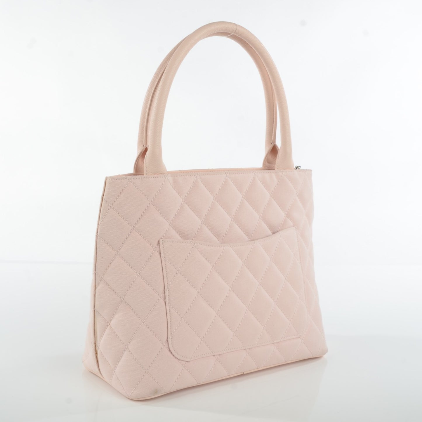 Canvas Caviar Tassel Tote Light Pink