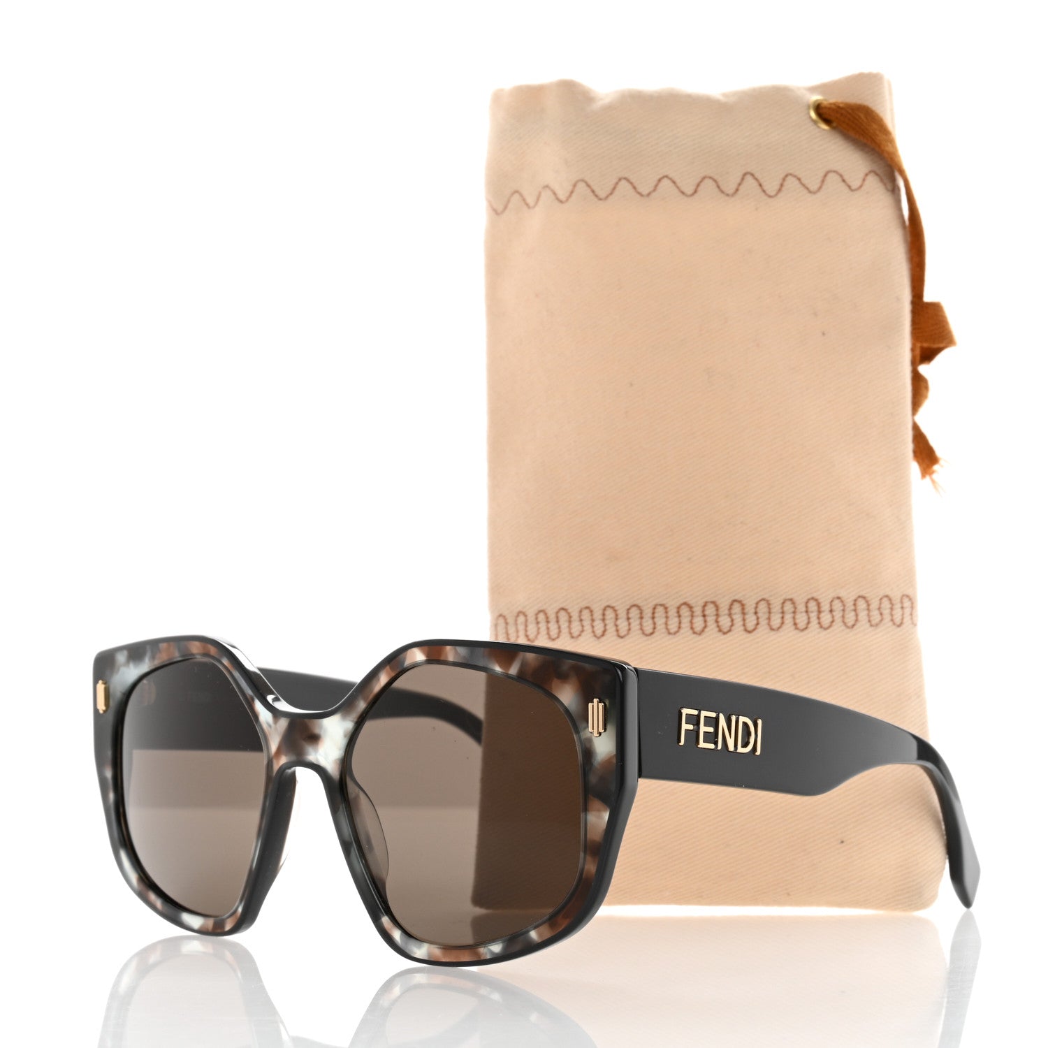 Fendi Acetate Fendi Butterfly Sunglasses FE40017I Shiny Acqua Grey Havana Dark Brown 8 of 8