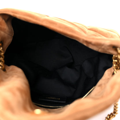 Saint Laurent Suede Calfskin Quilted Small Loulou Puffer Monogram Chain Satchel Cinnamon 5 of 10
