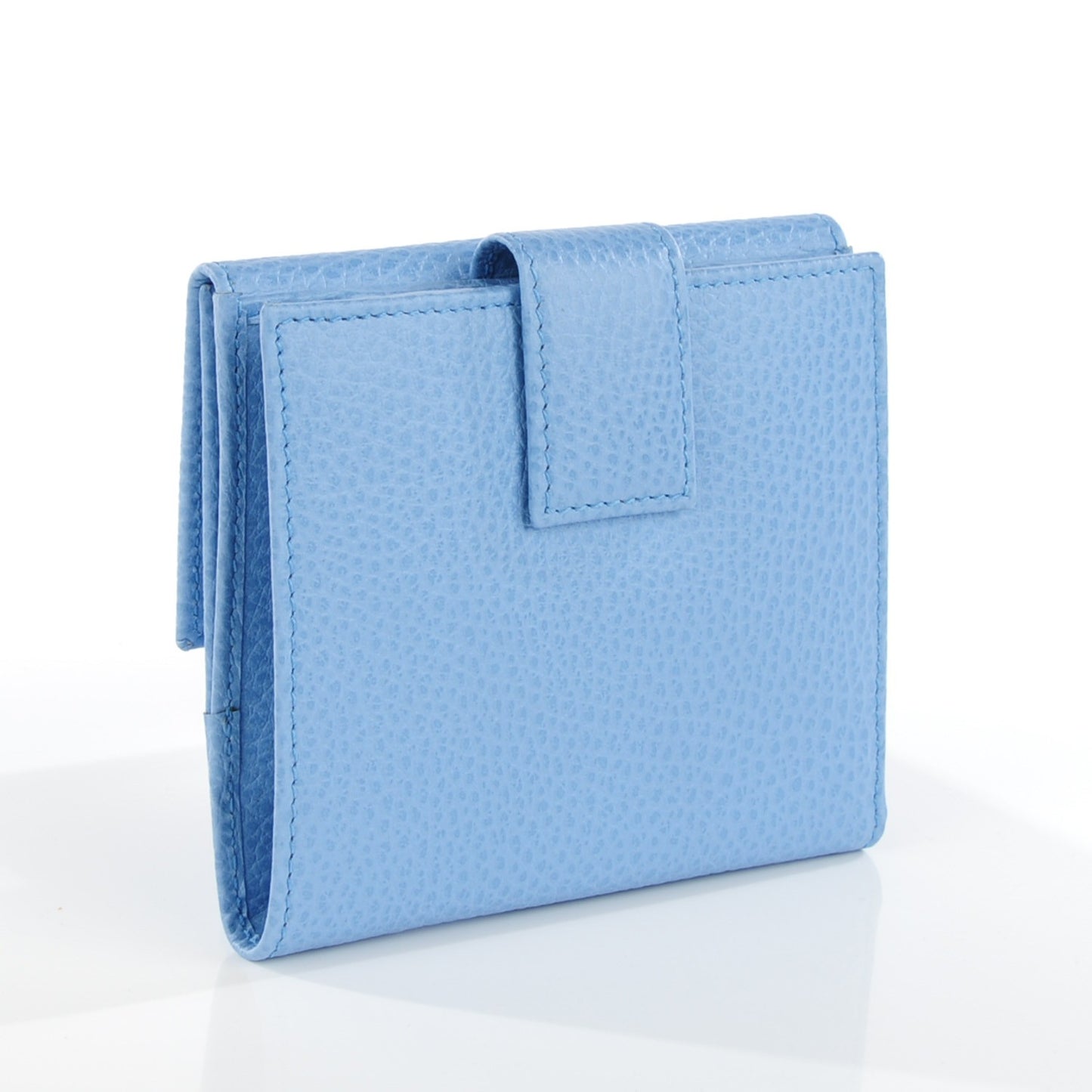 Dollar Calfskin Swing French Flap Wallet Mineral Blue