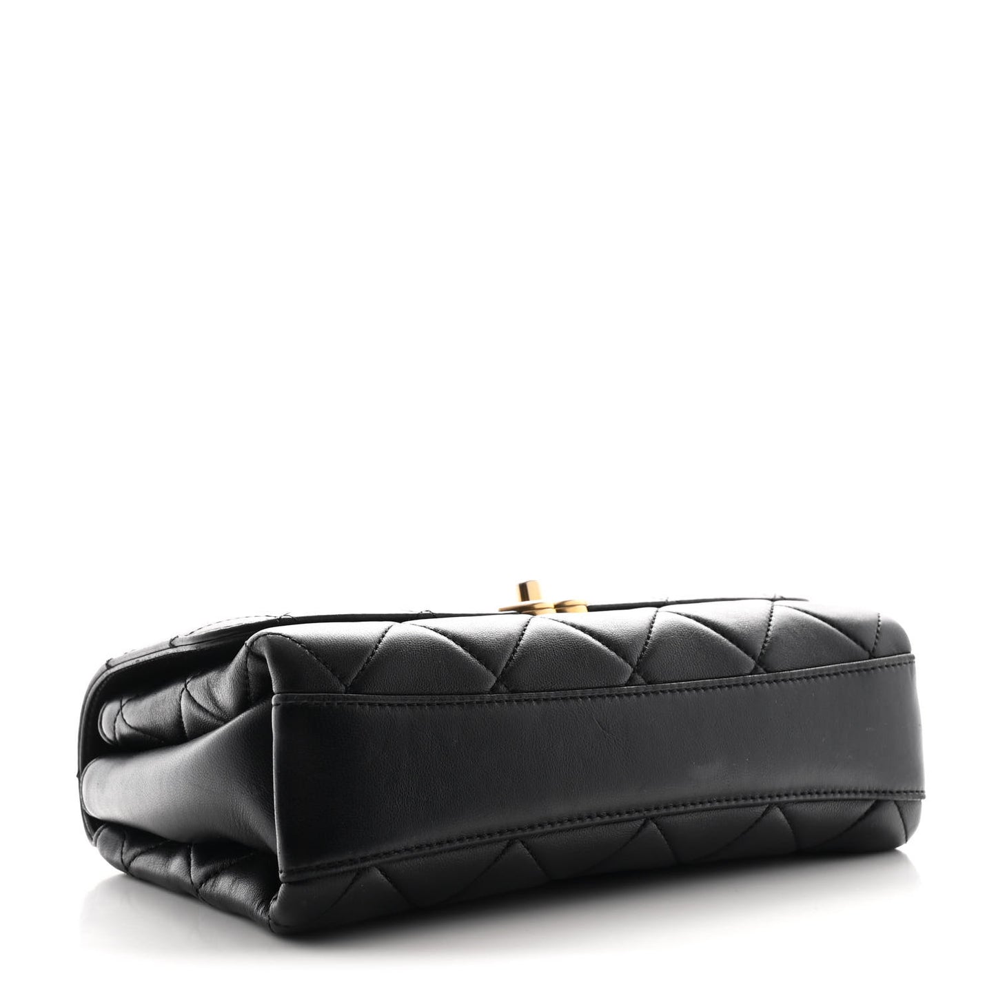 Lambskin Quilted CC Crystal Logo Chain Flap Black