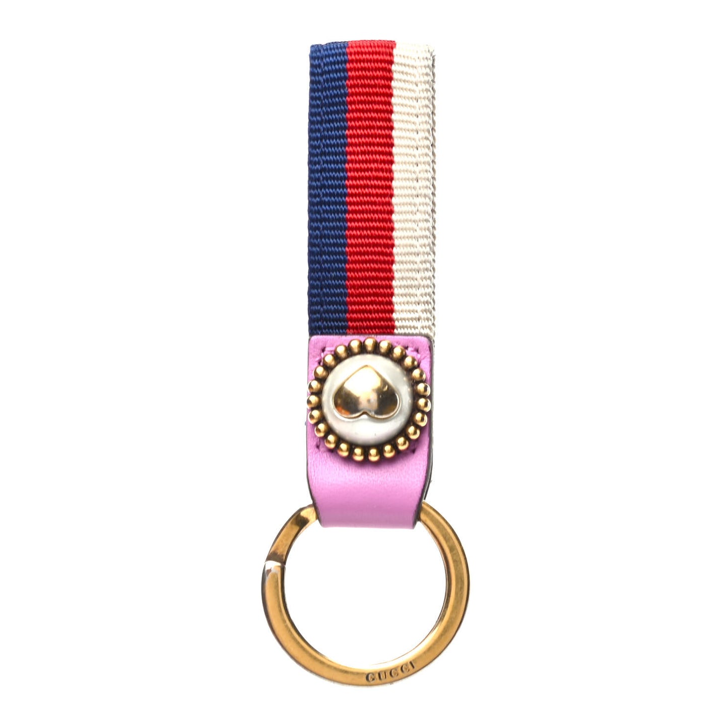 Web Nylon Pearl Heart Key Ring Candy Mousse Navy