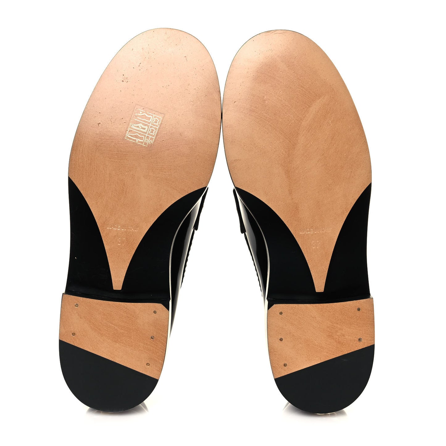 Shiny Calfskin Logo Loafers 37 Black