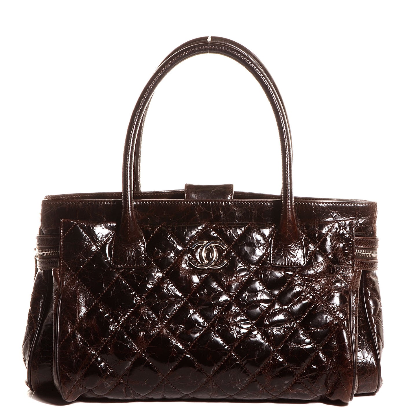 Glazed Calfskin Small New Portobello Dark Brown