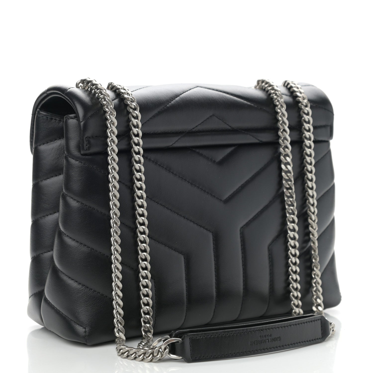 Saint Laurent Calfskin Y Quilted Monogram Small Loulou Chain Satchel Black 3 of 9