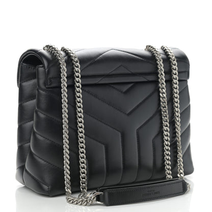 Saint Laurent Calfskin Y Quilted Monogram Small Loulou Chain Satchel Black 3 of 9