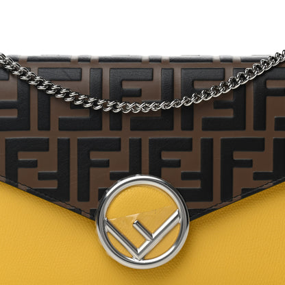 Fendi Vitello Cruise F is Fendi Bi-Color FF 1974 Embossed Medium Envelope Wallet On Chain Maya Black Sunflower 8 of 10