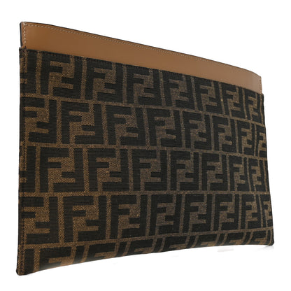 Fendi Vitello King Jacquard FF 1974 Medium Flat Pouch Tobacco Moro Sand 3 of 8