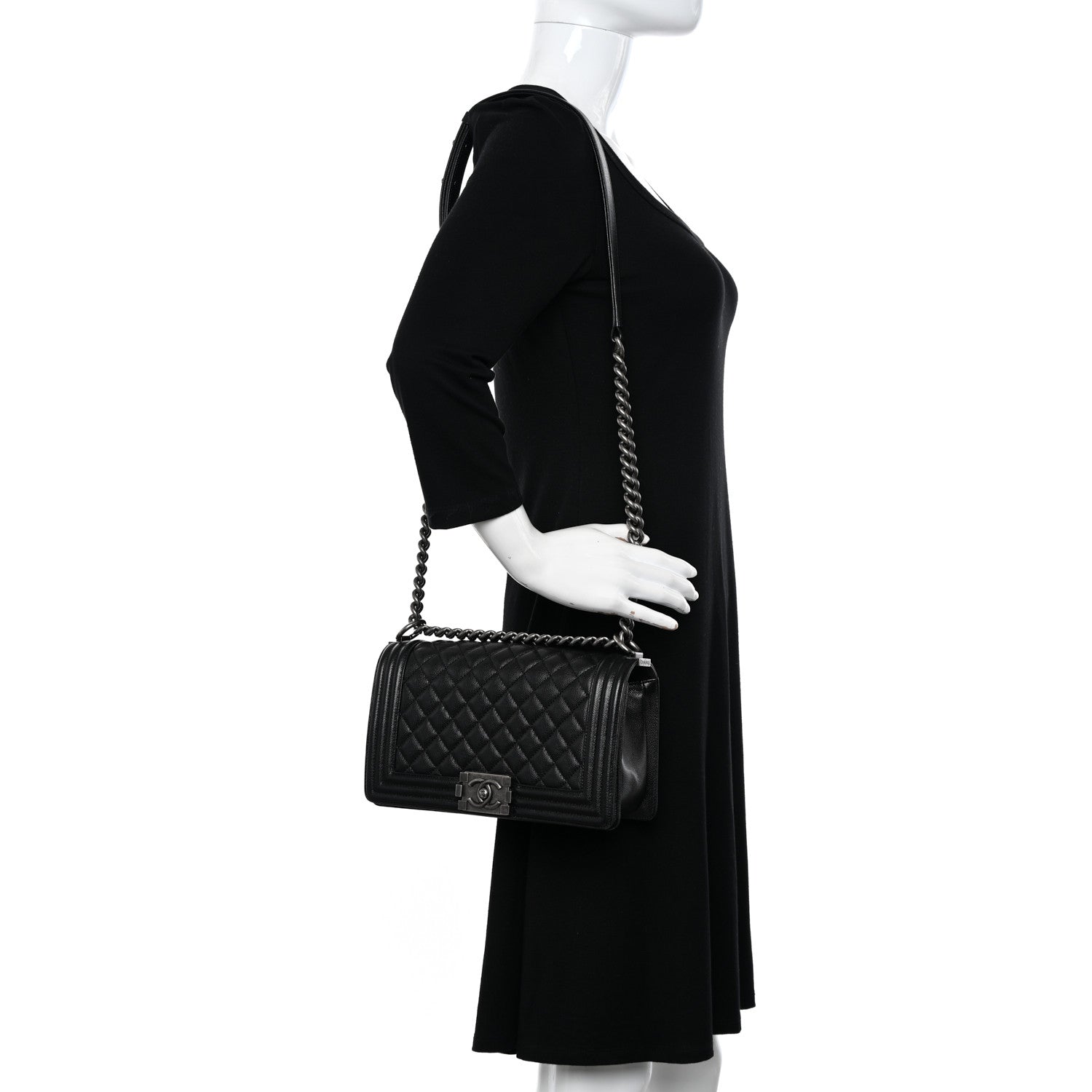Chanel Caviar Quilted Medium Boy Flap Black 2 of 11