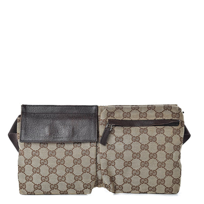 Gucci GG Monogram Double Pocket Belt Bag Dark Brown 1 of 17