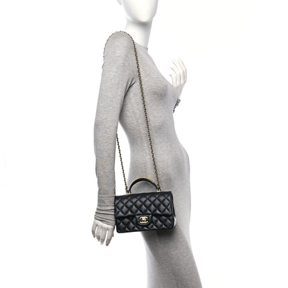 Chanel Lambskin Quilted Metal Mini Top Handle Rectangular Flap Black 2 of 12