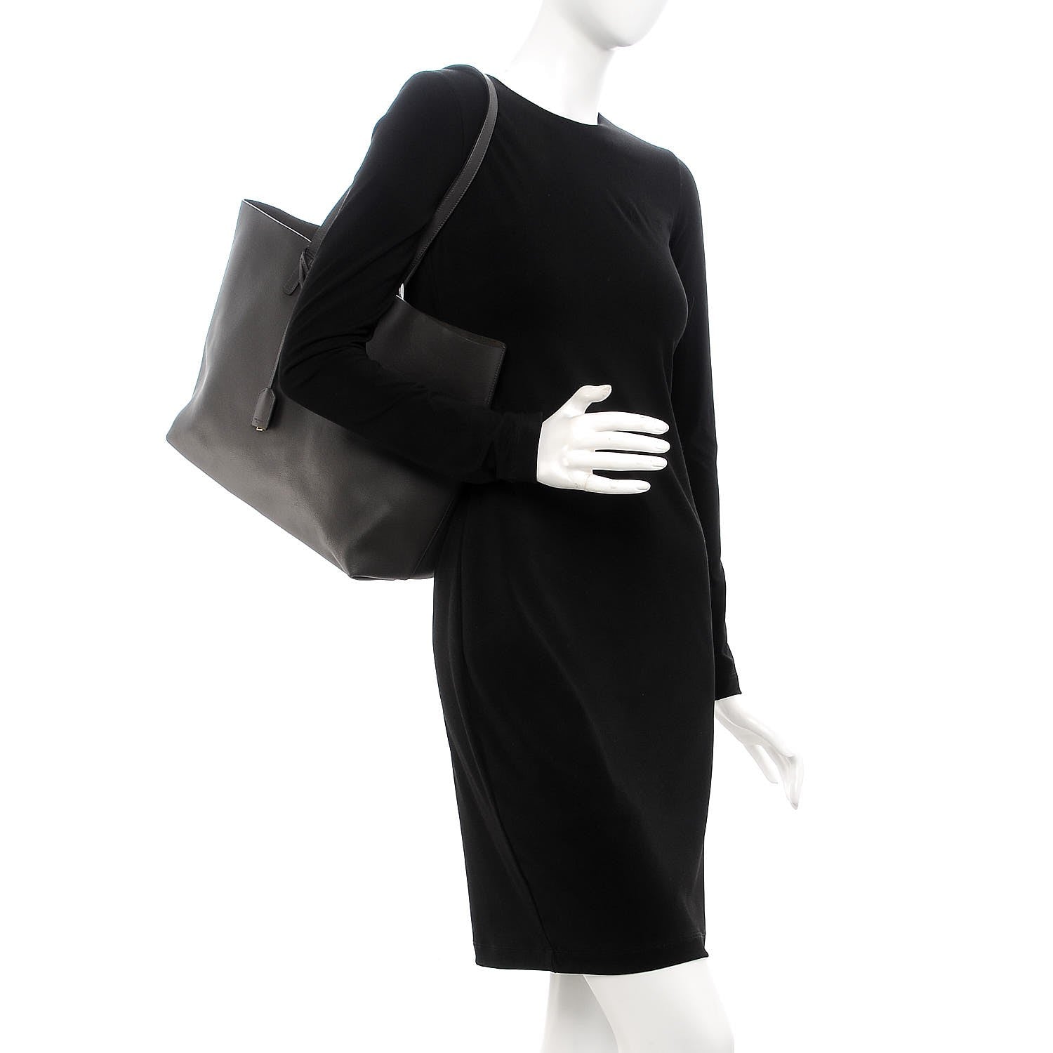 Saint Laurent Calfskin Large Shopping Tote Storm 2 of 8