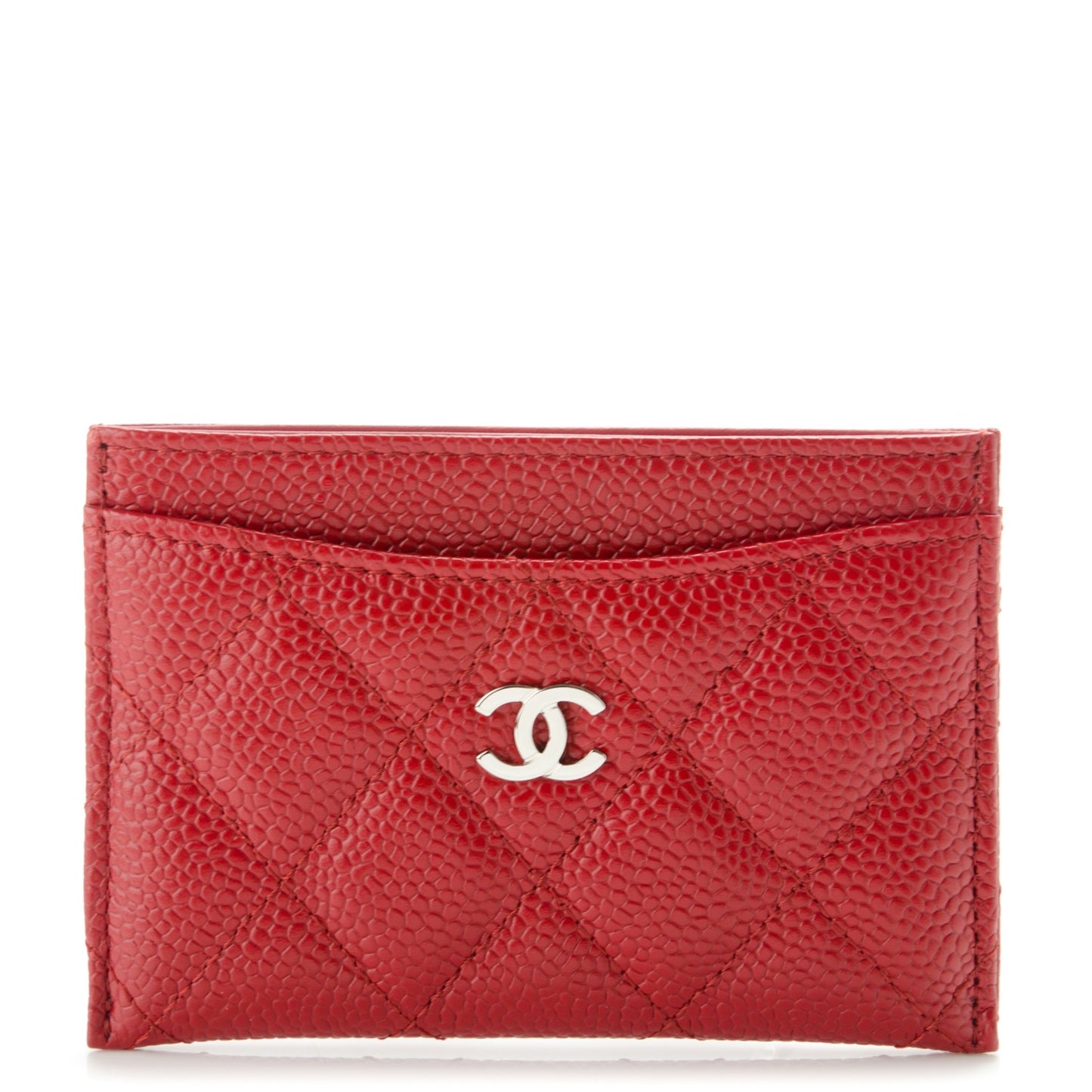Caviar Quilted Card Holder Red