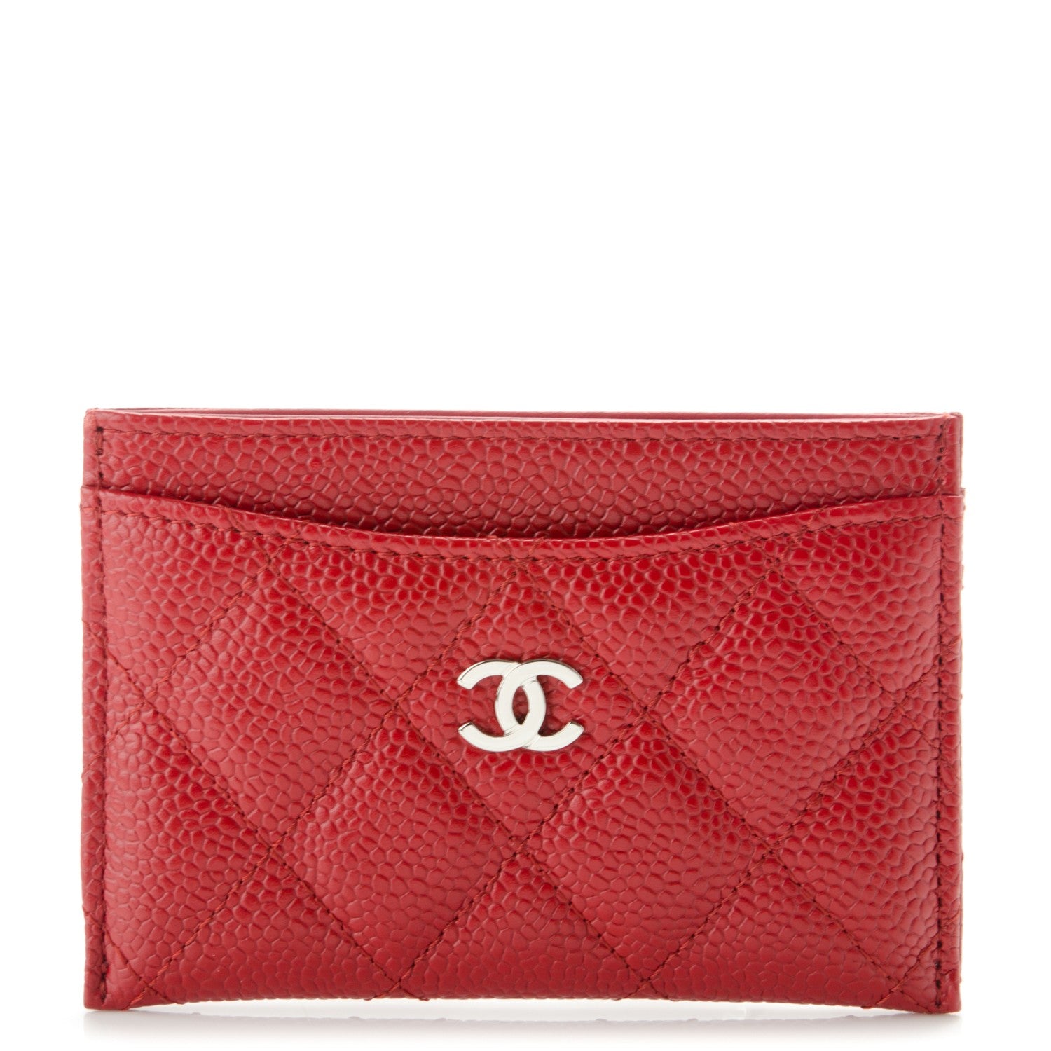 Chanel Caviar Quilted Card Holder Red 1 of 7