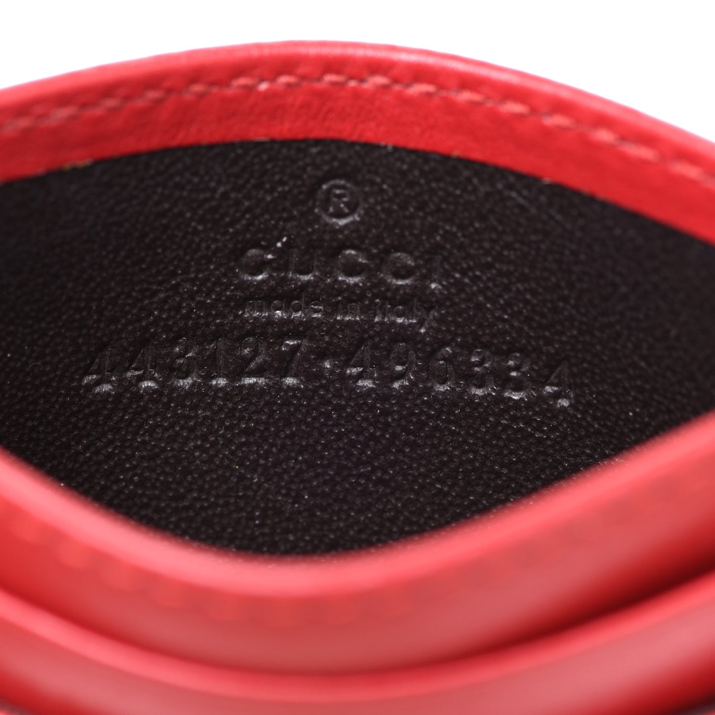 Calfskin Matelasse GG Marmont Card Holder Hibiscus Red