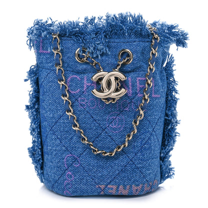 Chanel Denim Quilted Mood Mini Bucket With Chain Blue Multicolor 1 of 11