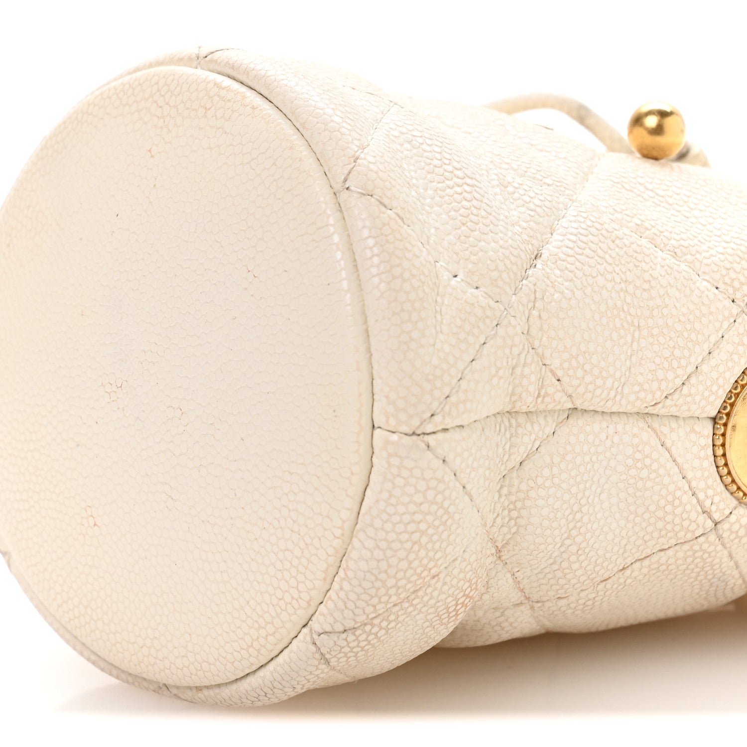 Chanel Caviar Quilted Twist Your Buttons Mini Bucket Bag White 10 of 10