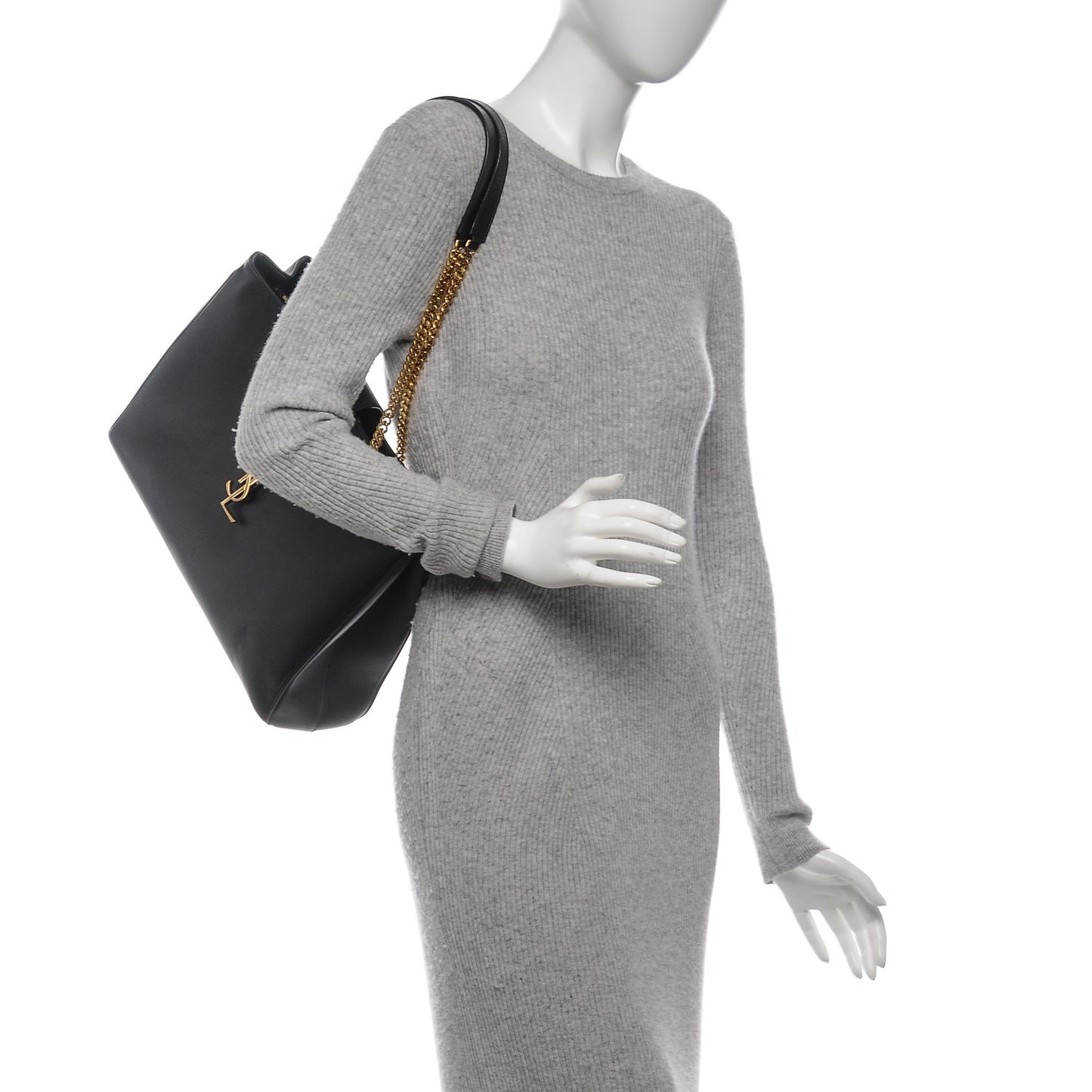 Calfskin Classic Monogram Shopping Bag Black