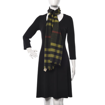 Burberry Wool Check Lightweight Scarf Green 2 of 5