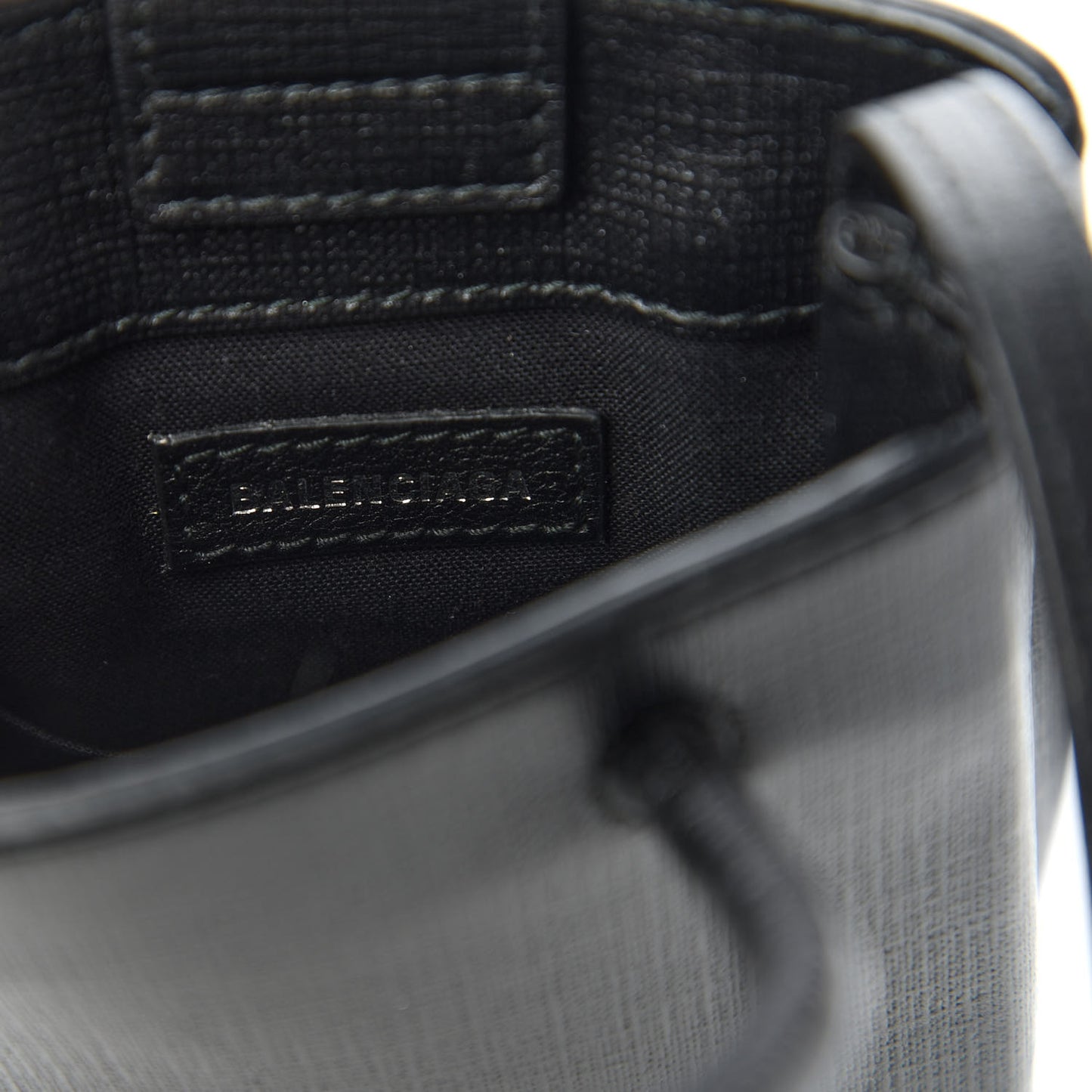 Squared Calfskin Logo Shopping Phone Holder Bag Black