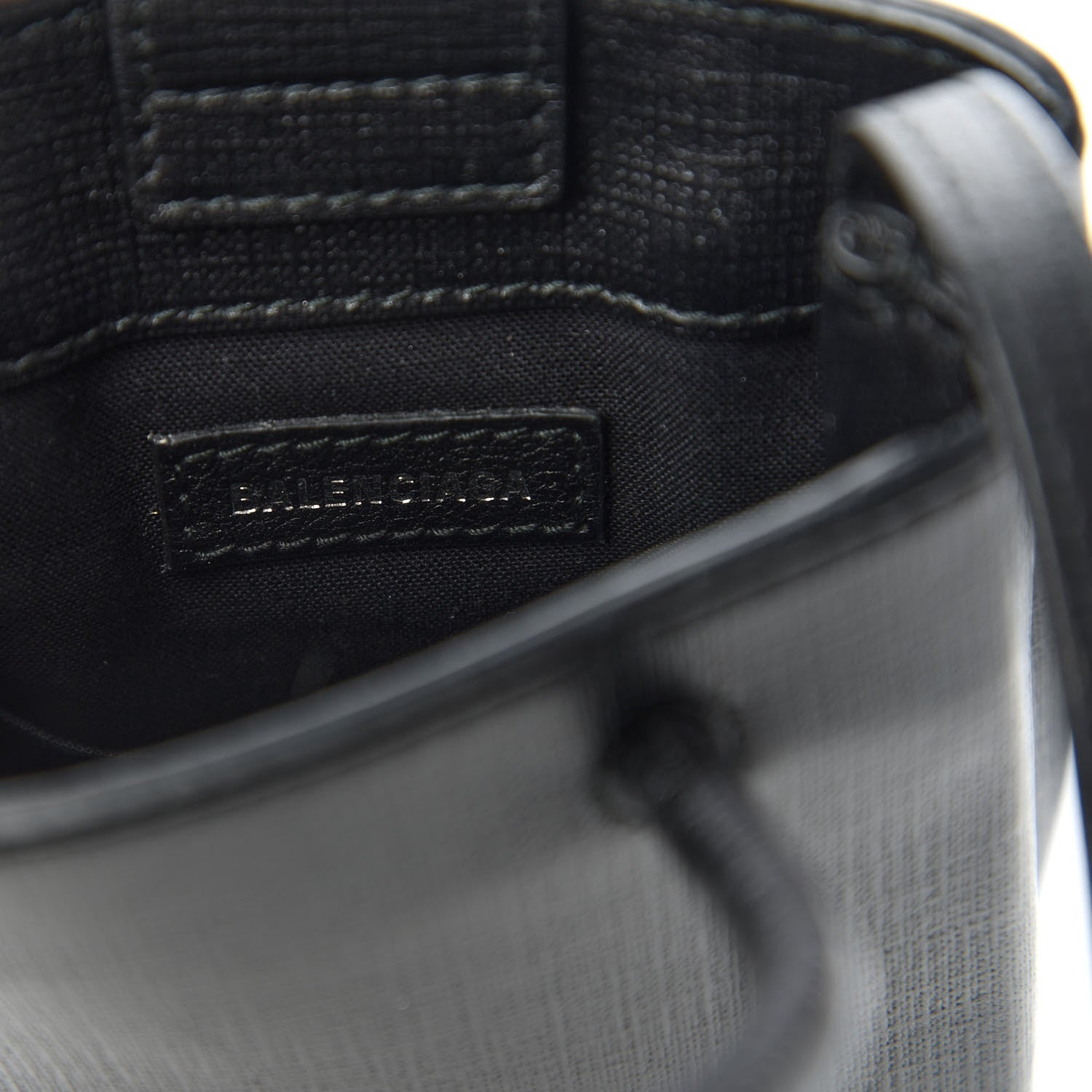 Balenciaga Squared Calfskin Logo Shopping Phone Holder Bag Black 8 of 10