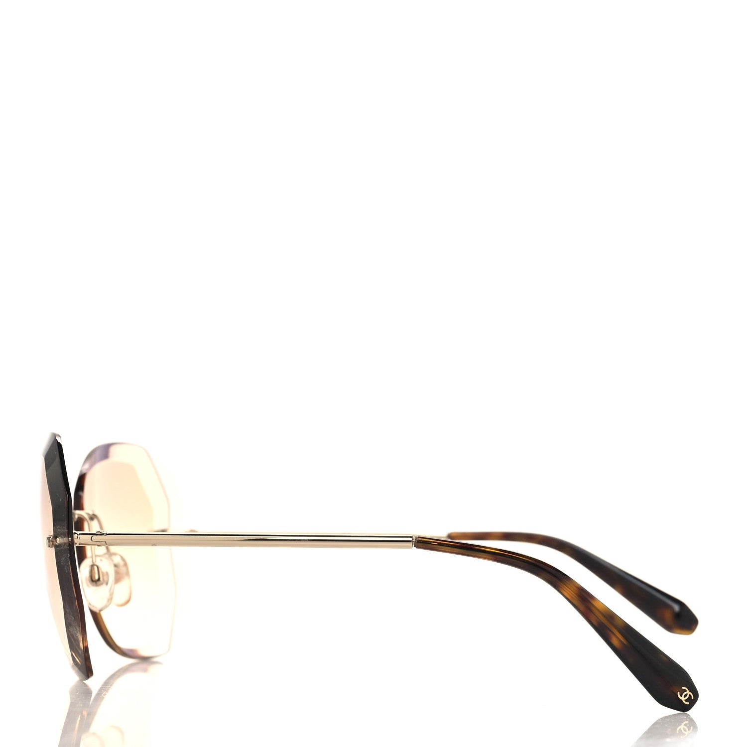 Chanel Metal Spring Round Sunglasses 4220 Gold Brown 3 of 8