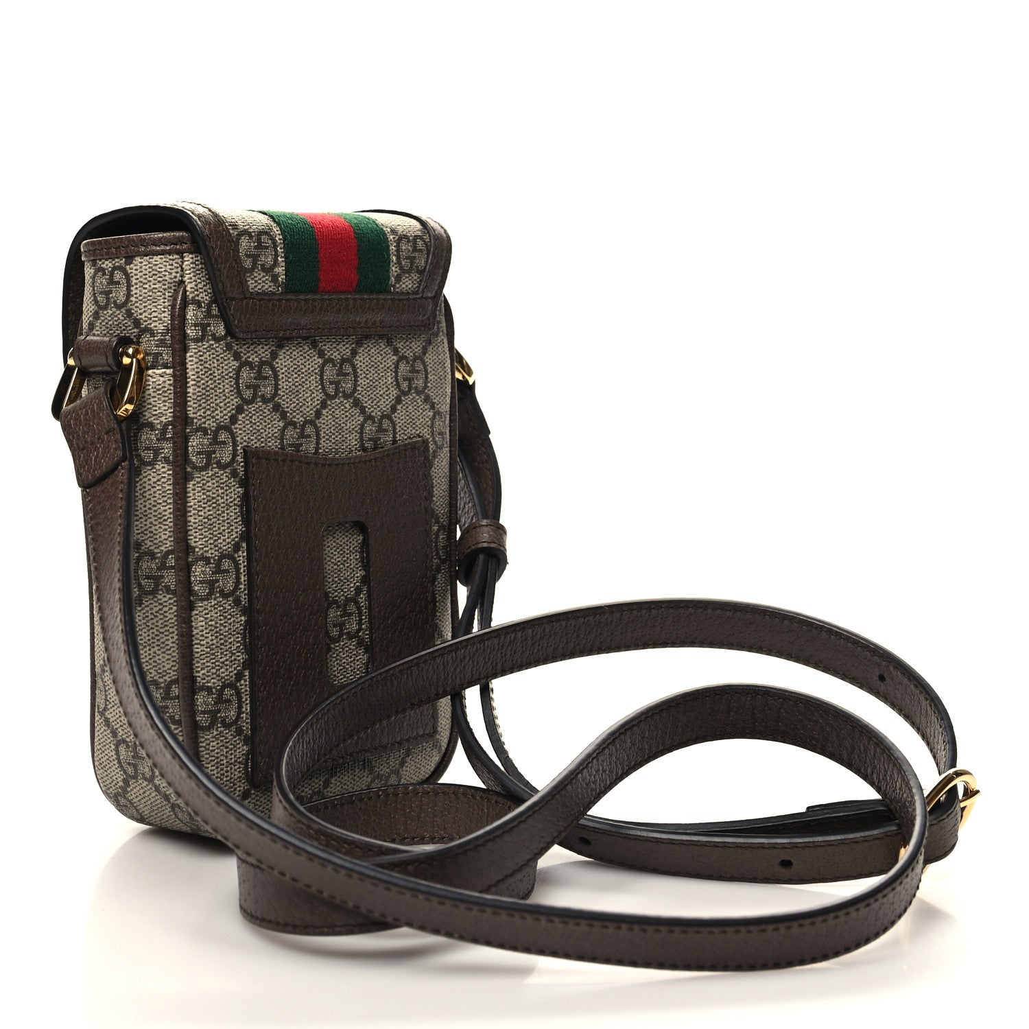 Gucci GG Supreme Monogram Web Ophidia Phone Crossbody Bag Beige New Acero 3 of 11