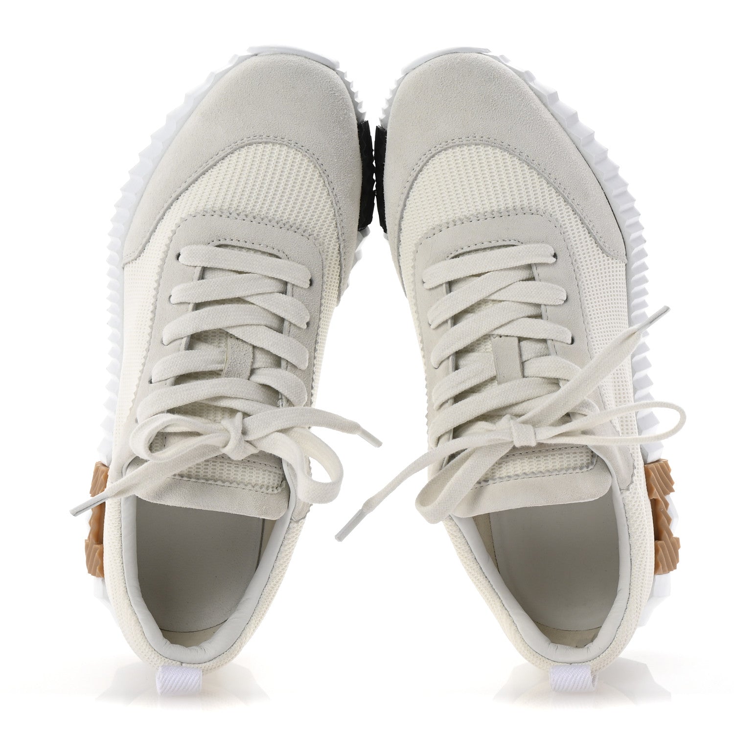 Hermes Graphic Mesh Suede Goatskin Womens Bouncing Sneakers  36 White 2 of 10