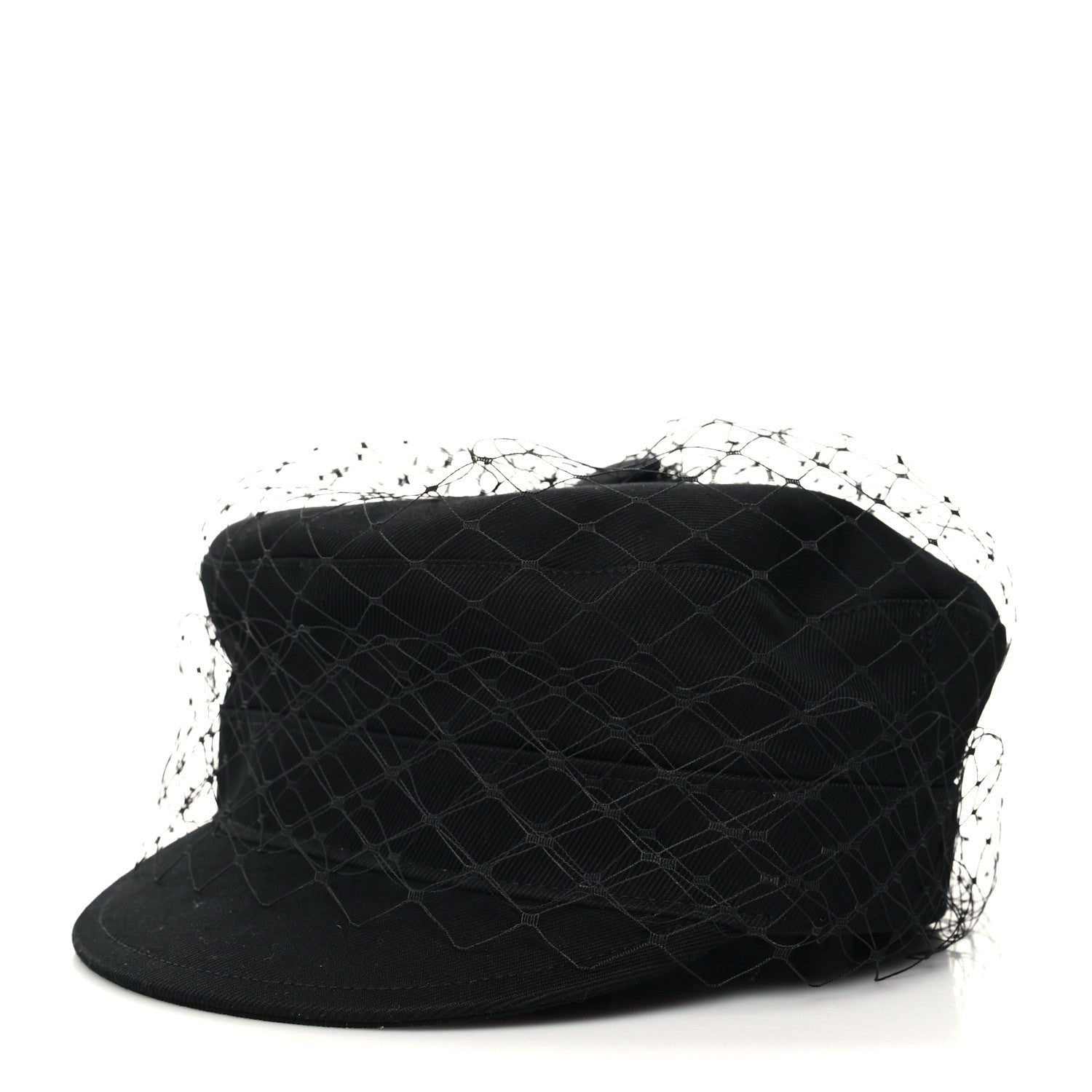 Christian Dior Cotton Canvas Arty Cap with Veil 58 Black 1 of 7