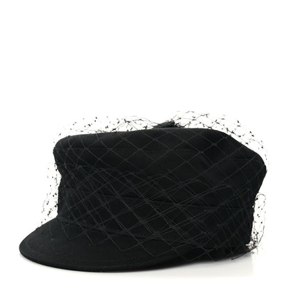 Christian Dior Cotton Canvas Arty Cap with Veil 58 Black 1 of 7