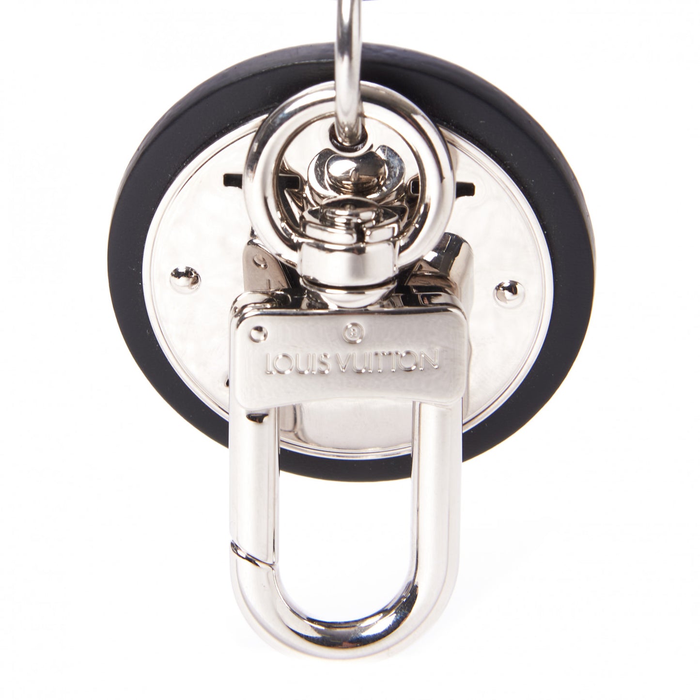 LV Cut Circle Key Holder Silver