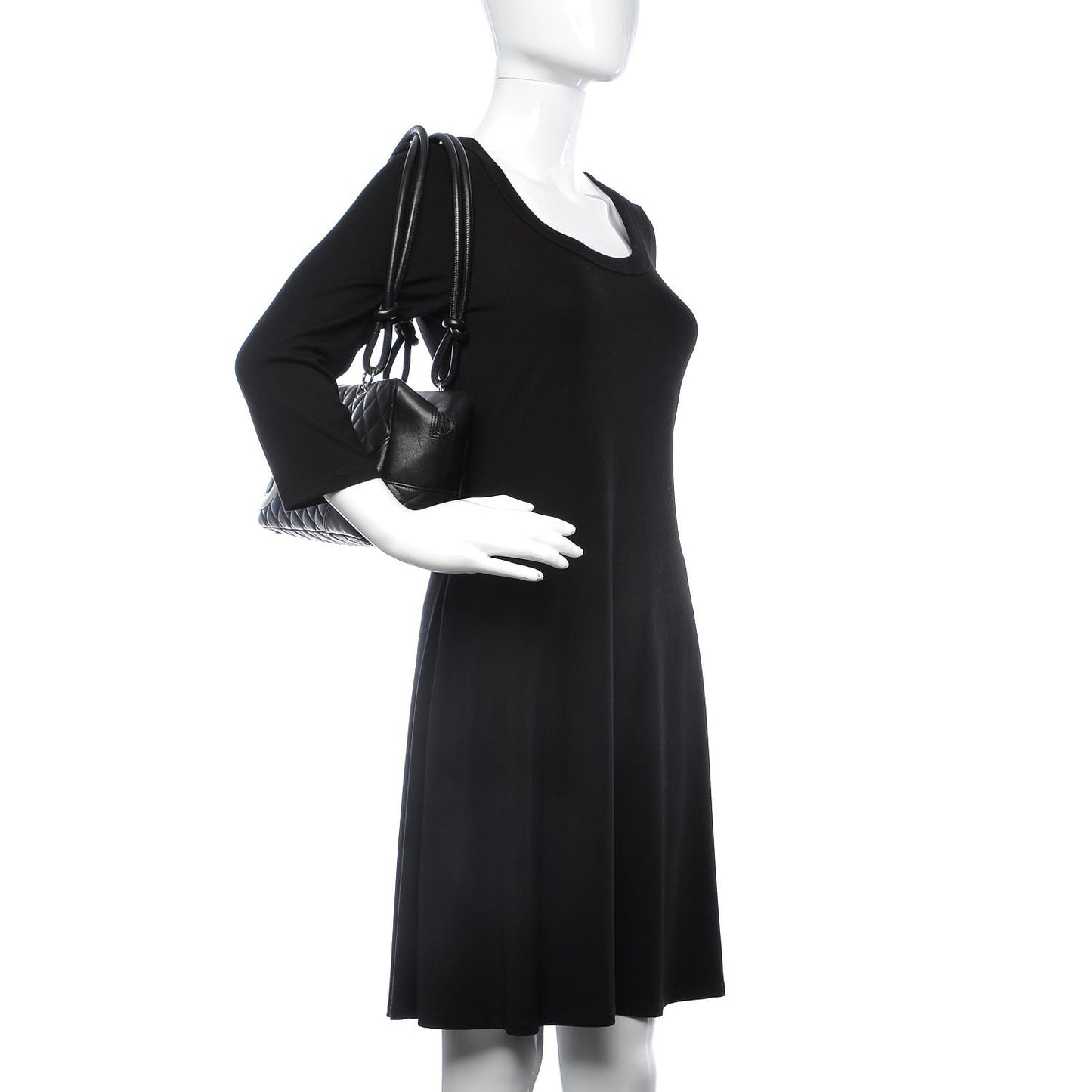 Calfskin Quilted Large Cambon Bowler Black White