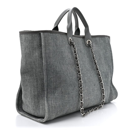 Chanel Woven Straw Raffia Large Deauville Tote Grey 3 of 14