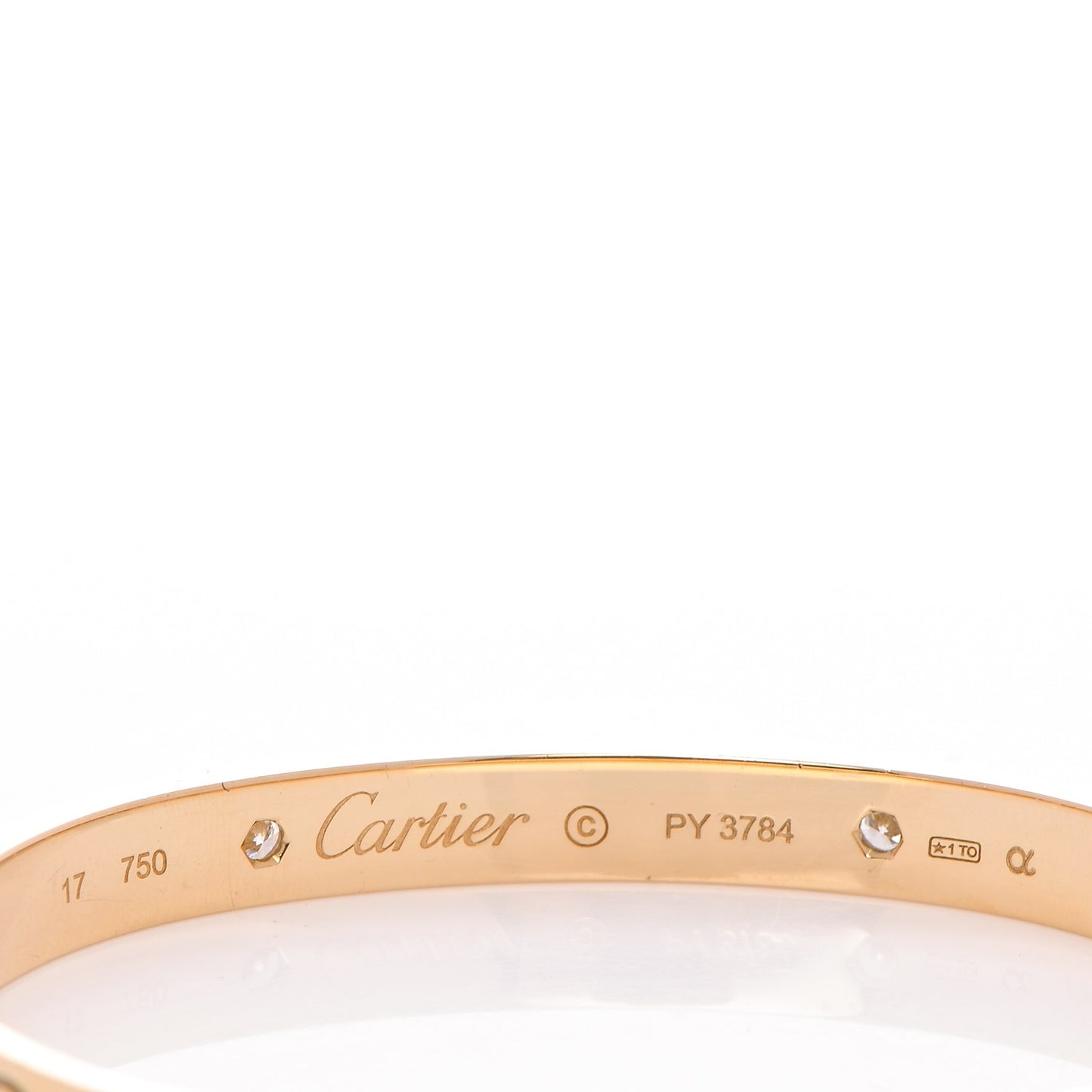 18K Yellow Gold 4 Diamond LOVE Bracelet 17